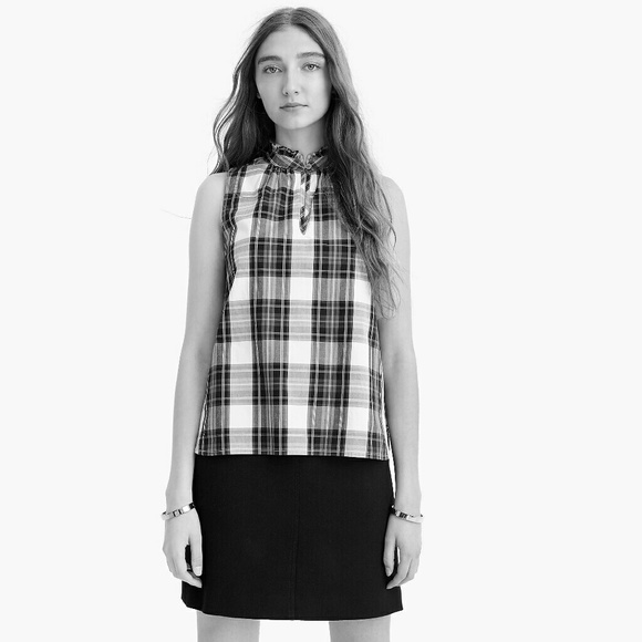 J. Crew tartan plaid ruffle neck blouse - Picture 4 of 6